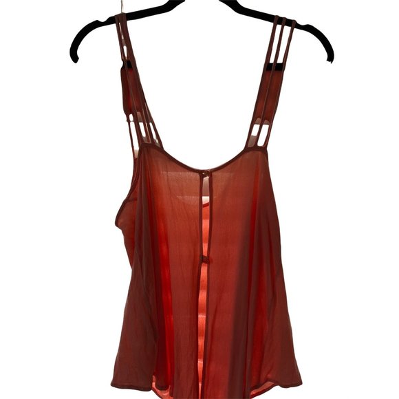 Lush S Open Back Coral Tank Top Blouse - Picture 4 of 4